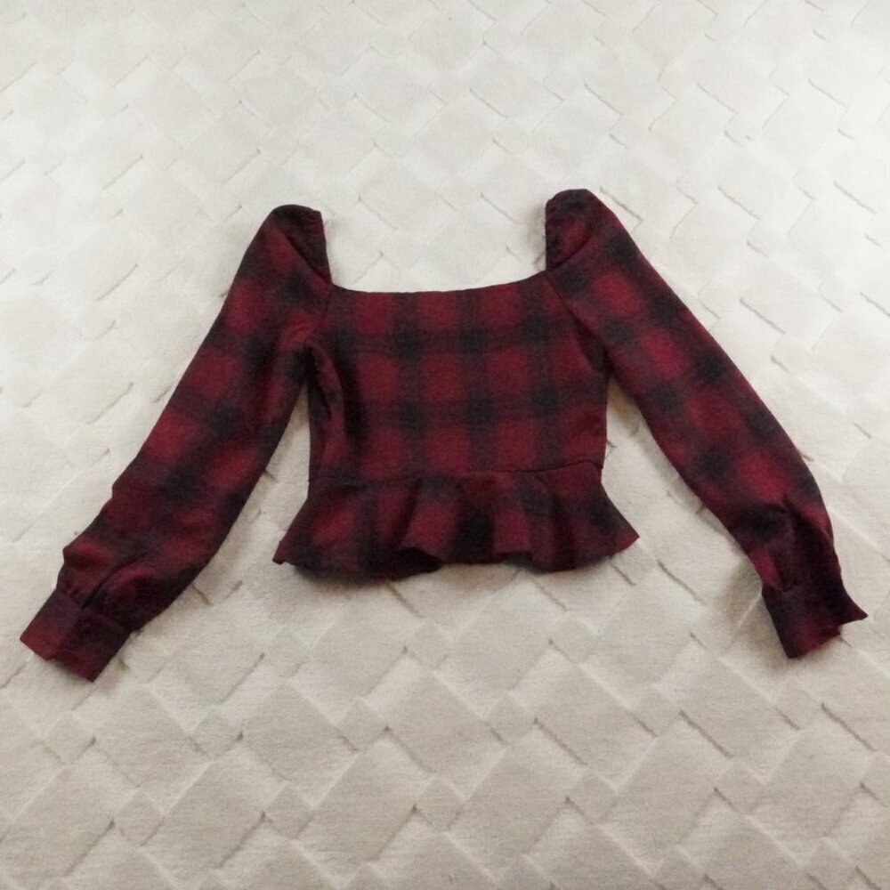by the way. Cropped Top Womens Extra Small Plaid Red Black - Picture 10 of 11